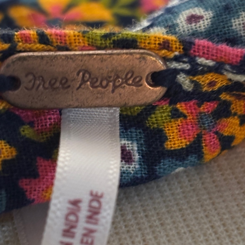 Free People Black Floral Button-Front Blouse with Orange & Pink Flowers - Picture 2 of 13